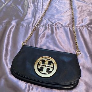 Black Leather Tory Burch “Reva” Purse